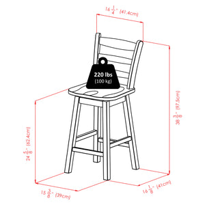 Winsome Wood Scalera Ladder-back Swivel Seat Counter Stool In Walnut - Stylish, Comfortable, And Durable Design Walnut Solid Wood ,Metal 94104-winsome-wood