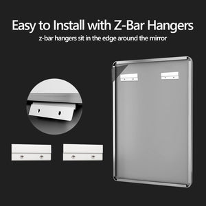 English Elm 20x30 Tempered Glass Mirror with Aluminum Alloy Frame, HD Distortion-Free Reflection, Secure Z-Bar Mounting Brushed Nickel T3757P347048