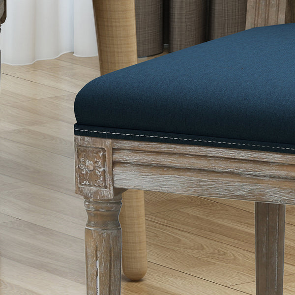 English Elm Christopher Knight Home® - DINING Navy Blue Fabric Chairs Set of 2 with Weathered Rubberwood Legs, Classic Antique Look, 250lb Capacity 61568.00NBL