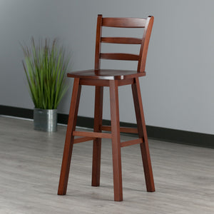Winsome Wood Scalera Ladder-back Swivel Seat Bar Stool In Rich Walnut - Classic Design For Comfort & Style Walnut Solid Wood ,Metal 94109-winsome-wood
