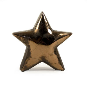 Zentique Distressed Metallic Bronze Star Sculpture — Hand-Distressed Ceramic Accent for Rustic Wall, Mantel Display W10 x H10 x D4 9410M A773