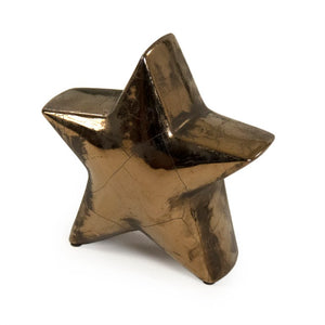 Zentique Distressed Metallic Bronze Star Sculpture — Hand-Distressed Ceramic Accent for Rustic Wall, Mantel Display W10 x H10 x D4 9410M A773