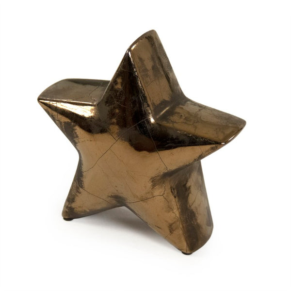 Zentique Distressed Metallic Bronze Star Sculpture — Hand-Distressed Ceramic Accent for Rustic Wall, Mantel Display W10 x H10 x D4 9410M A773