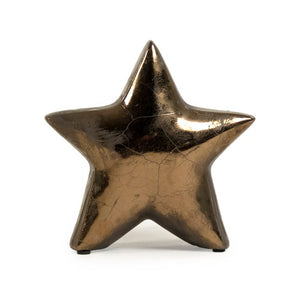 Zentique Distressed Metallic Bronze Star Sculpture — Hand-Distressed Ceramic Accent for Rustic Wall, Mantel Display W7.5 x H7.5 x D3.5 9410S A773