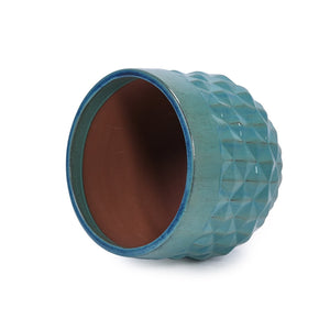 English Elm Set Of 3 Diamond Ceramic Planters - Modern Blue Flower Pots For Home, Garden, Or Windowsill Decor W3273P321995-GIGA