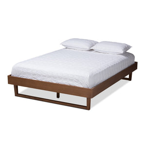 Baxton Studio Baxton Studio Mid-Century Modern Walnut Brown Platform Bed Frame for Stylish Bedroom Décor Liliya Queen MG97043-Ash Walnut-Bed Frame-Queen