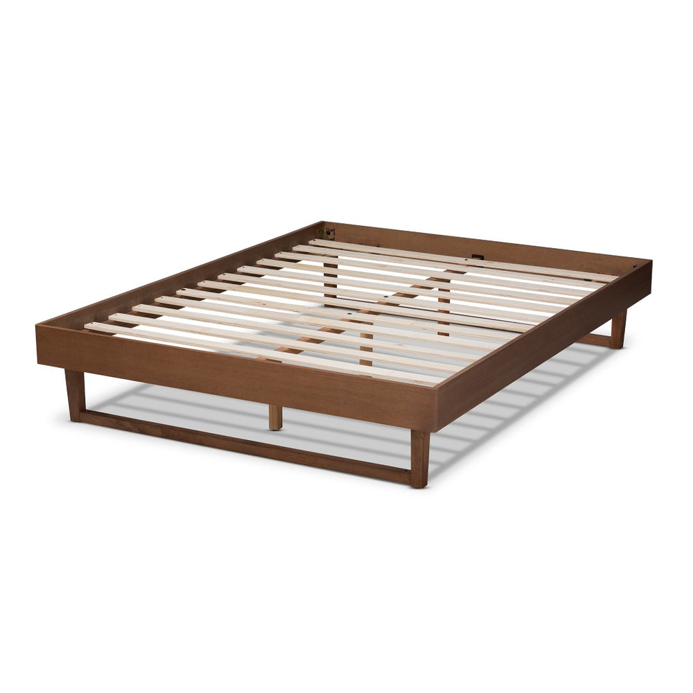 Baxton Studio Baxton Studio Mid-Century Modern Walnut Brown Platform Bed Frame for Stylish Bedroom Décor Liliya Queen MG97043-Ash Walnut-Bed Frame-Queen