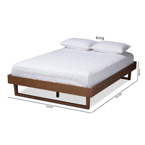 Baxton Studio Baxton Studio Mid-Century Modern Walnut Brown Platform Bed Frame for Stylish Bedroom Décor Liliya Queen MG97043-Ash Walnut-Bed Frame-Queen