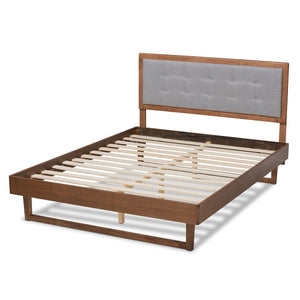 Baxton Studio Baxton Studio Viviana Modern Light Grey Upholstered Platform Bed with Adjustable Headboard Design King Viviana-Light Grey/Ash Walnut-King