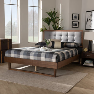 Baxton Studio Baxton Studio Viviana Modern Light Grey Upholstered Platform Bed with Adjustable Headboard Design King Viviana-Light Grey/Ash Walnut-King