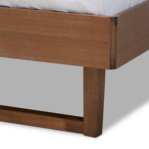 Baxton Studio Baxton Studio Natalia Mid-Century Platform Bed with Dark Grey Upholstery and Ash Walnut Finish Queen Natalia-Dark Grey/Ash Walnut-Queen