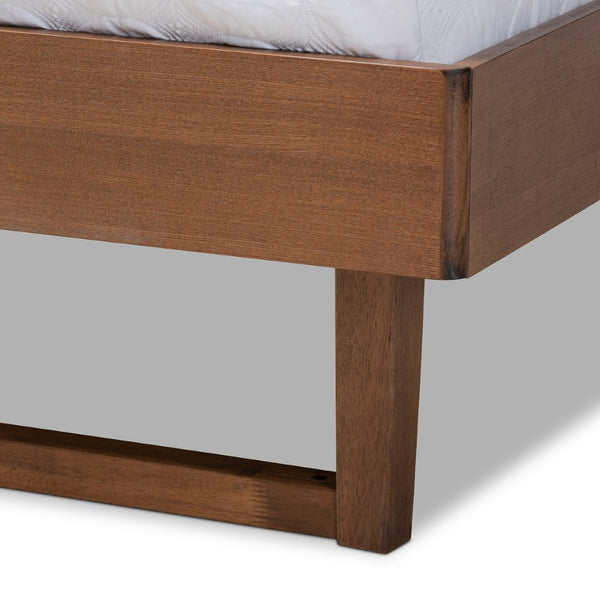 Baxton Studio Baxton Studio Natalia Mid-Century Platform Bed with Dark Grey Upholstery and Ash Walnut Finish Queen Natalia-Dark Grey/Ash Walnut-Queen
