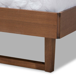 Baxton Studio Baxton Studio Natalia Queen Size Platform Bed - Mid-Century Modern Light Grey Upholstery & Walnut Finish Natalia-Light Grey/Ash Walnut-Queen