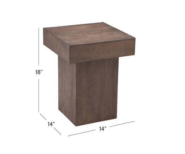 Basset Mirror Padula Brown End Table - Solid Wood & Mango Veneers In Rich Dark Finish For Modern Living Spaces Brown Mango Veneers 9411-lr-250