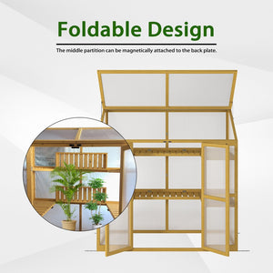 English Elm Greenhouse, Pine Frame Cold with Polycarbonate Panels and Hinged Roof for Patio W1850P235934