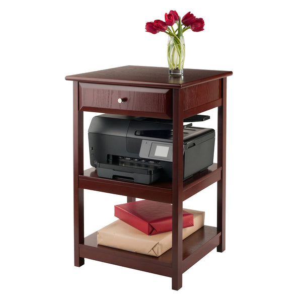 Winsome Wood Delta Home Office Printer Stand With Storage, Walnut Finish And Soft-close Drawer For Organization Walnut Composite Wood 94121-winsome-wood