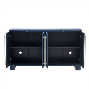 English Elm Trexm Ash Veneer Buffet with Gold Handles and Adjustable Shelves for Dining Spaces Antique Navy N715P392244M