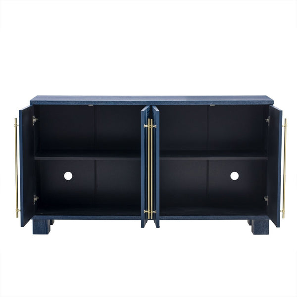 English Elm Trexm Ash Veneer Buffet with Gold Handles and Adjustable Shelves for Dining Spaces Antique Navy N715P392244M