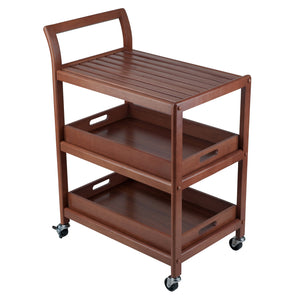 Winsome Wood Albert 3-tier Rolling Entertainment Cart With Removable Trays, Walnut Finish For Easy Serving Walnut Solid ,Composite Wood ,Metal 94138-winsome-wood