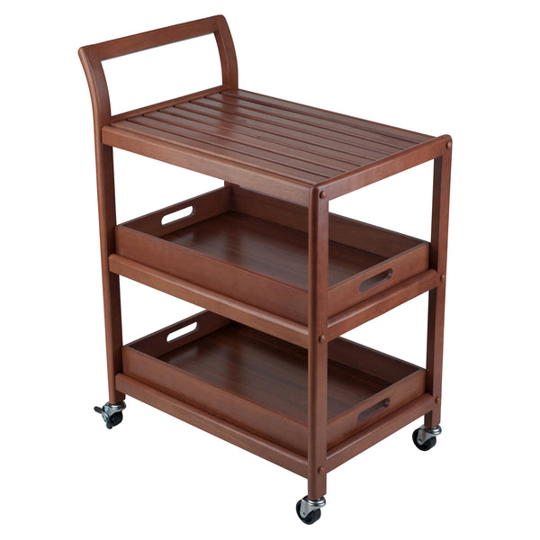 Winsome Wood Albert 3-tier Rolling Entertainment Cart With Removable Trays, Walnut Finish For Easy Serving Walnut Solid ,Composite Wood ,Metal 94138-winsome-wood