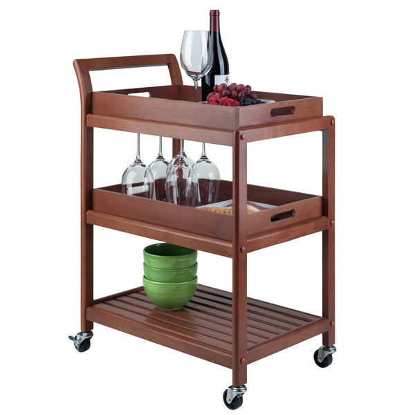 Winsome Wood Albert 3-tier Rolling Entertainment Cart With Removable Trays, Walnut Finish For Easy Serving Walnut Solid ,Composite Wood ,Metal 94138-winsome-wood