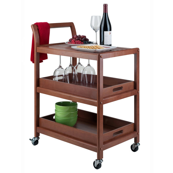 Winsome Wood Albert 3-tier Rolling Entertainment Cart With Removable Trays, Walnut Finish For Easy Serving Walnut Solid ,Composite Wood ,Metal 94138-winsome-wood