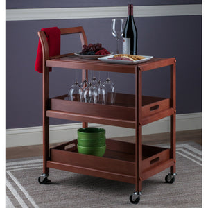 Winsome Wood Albert 3-tier Rolling Entertainment Cart With Removable Trays, Walnut Finish For Easy Serving Walnut Solid ,Composite Wood ,Metal 94138-winsome-wood