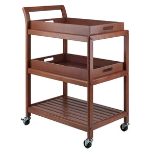 Winsome Wood Albert 3-tier Rolling Entertainment Cart With Removable Trays, Walnut Finish For Easy Serving Walnut Solid ,Composite Wood ,Metal 94138-winsome-wood
