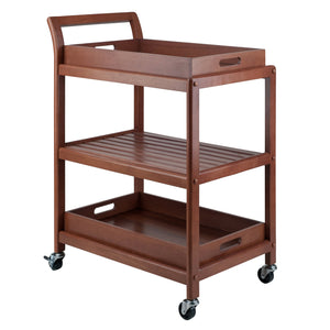 Winsome Wood Albert 3-tier Rolling Entertainment Cart With Removable Trays, Walnut Finish For Easy Serving Walnut Solid ,Composite Wood ,Metal 94138-winsome-wood