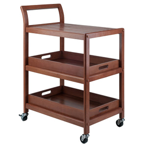 Winsome Wood Albert 3-tier Rolling Entertainment Cart With Removable Trays, Walnut Finish For Easy Serving Walnut Solid ,Composite Wood ,Metal 94138-winsome-wood