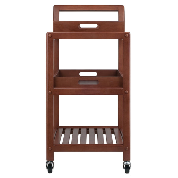 Winsome Wood Albert 3-tier Rolling Entertainment Cart With Removable Trays, Walnut Finish For Easy Serving Walnut Solid ,Composite Wood ,Metal 94138-winsome-wood