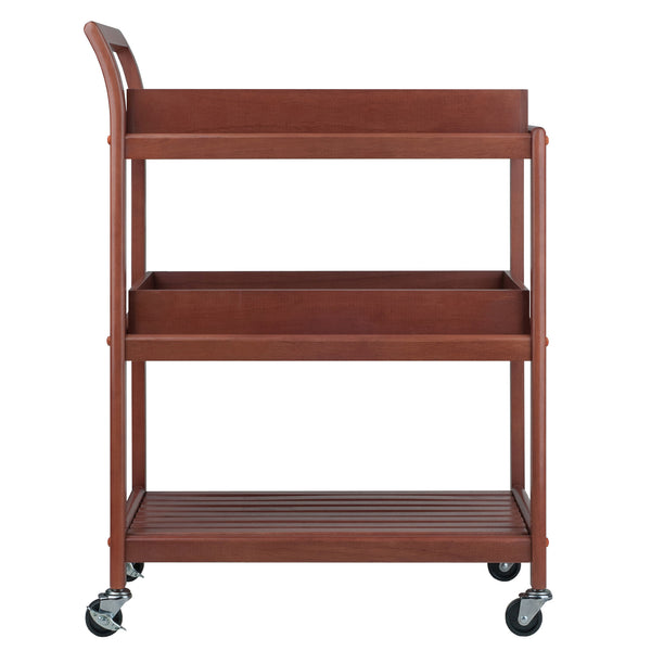 Winsome Wood Albert 3-tier Rolling Entertainment Cart With Removable Trays, Walnut Finish For Easy Serving Walnut Solid ,Composite Wood ,Metal 94138-winsome-wood