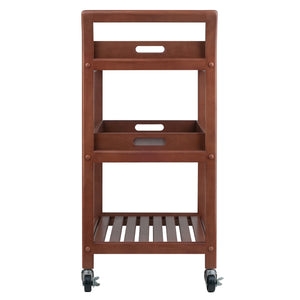 Winsome Wood Albert 3-tier Rolling Entertainment Cart With Removable Trays, Walnut Finish For Easy Serving Walnut Solid ,Composite Wood ,Metal 94138-winsome-wood