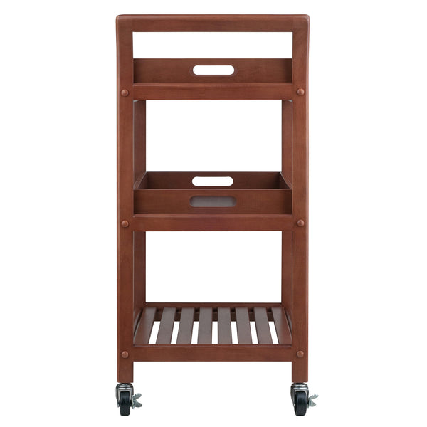 Winsome Wood Albert 3-tier Rolling Entertainment Cart With Removable Trays, Walnut Finish For Easy Serving Walnut Solid ,Composite Wood ,Metal 94138-winsome-wood