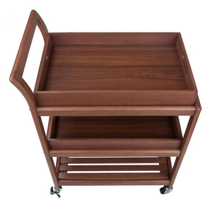 Winsome Wood Albert 3-tier Rolling Entertainment Cart With Removable Trays, Walnut Finish For Easy Serving Walnut Solid ,Composite Wood ,Metal 94138-winsome-wood