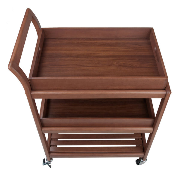 Winsome Wood Albert 3-tier Rolling Entertainment Cart With Removable Trays, Walnut Finish For Easy Serving Walnut Solid ,Composite Wood ,Metal 94138-winsome-wood
