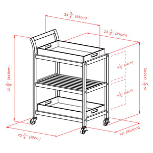 Winsome Wood Albert 3-tier Rolling Entertainment Cart With Removable Trays, Walnut Finish For Easy Serving Walnut Solid ,Composite Wood ,Metal 94138-winsome-wood