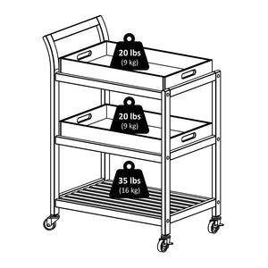 Winsome Wood Albert 3-tier Rolling Entertainment Cart With Removable Trays, Walnut Finish For Easy Serving Walnut Solid ,Composite Wood ,Metal 94138-winsome-wood