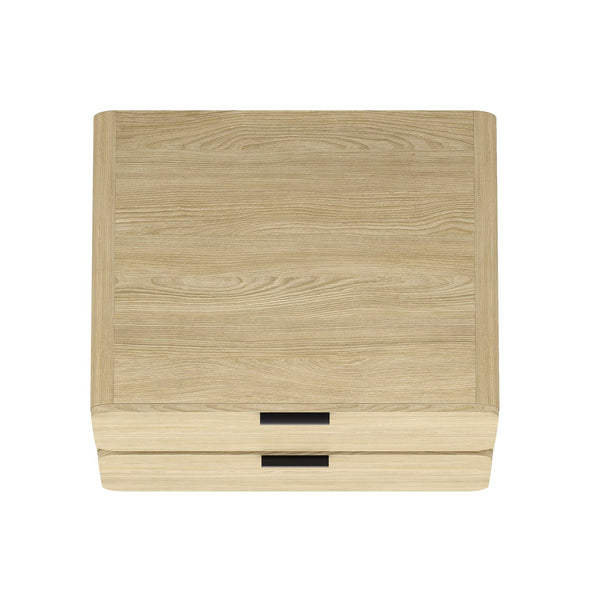 English Elm Chrystie 26" Nightstand with Two Full-Extension Drawers, Warm Wood Grain, Sleek Metal Pulls, Modern Profile Natural B365P398191