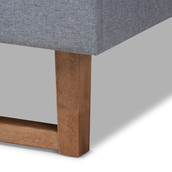Baxton Studio Baxton Studio Allegra Mid-Century Modern Dark Grey Upholstered Platform Bed with Adjustable Headboard Queen Allegra-Dark Grey/Ash Walnut-Queen