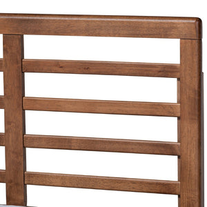 Baxton Studio Baxton Studio Rina Modern Dark Grey Upholstered Platform Bed with Walnut Wood Headboard Design Full Rina-Dark Grey/Ash Walnut-Full