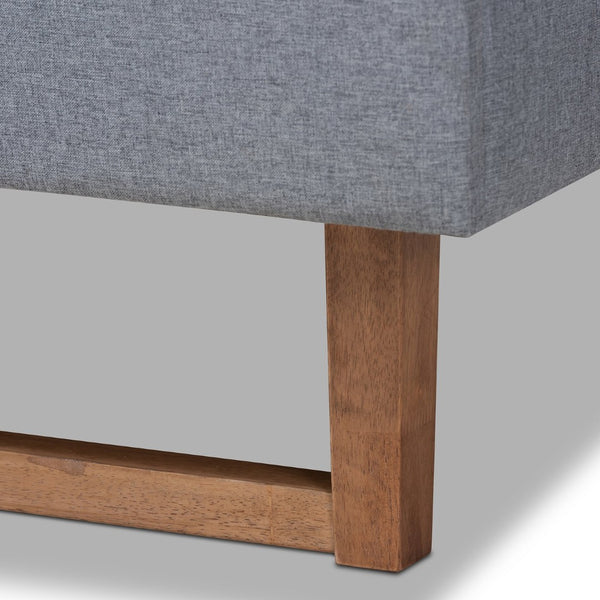 Baxton Studio Baxton Studio Gabriela Rustic Modern Dark Grey Upholstered Platform Bed with Adjustable Headboard Full Gabriela-Dark Grey/Ash Walnut-Full