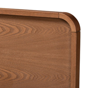 Baxton Studio Baxton Ayla Full Size Platform Bed - Mid-Century Modern Design with Dark Grey Upholstery & Walnut Finish Ayla-Dark Grey/Ash Walnut-Full