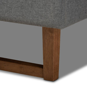 Baxton Studio Baxton Ayla Full Size Platform Bed - Mid-Century Modern Design with Dark Grey Upholstery & Walnut Finish Ayla-Dark Grey/Ash Walnut-Full