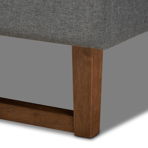 Baxton Studio Baxton Ayla Full Size Platform Bed - Mid-Century Modern Design with Dark Grey Upholstery & Walnut Finish Ayla-Dark Grey/Ash Walnut-Full