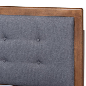 Baxton Studio Baxton Studio Emele Modern Upholstered Platform Bed with Dark Grey Fabric and Walnut Wood Finish Full Emele-Dark Grey/Ash Walnut-Full