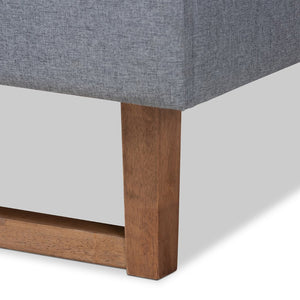 Baxton Studio Baxton Studio Emele Modern Upholstered Platform Bed with Dark Grey Fabric and Walnut Wood Finish Full Emele-Dark Grey/Ash Walnut-Full