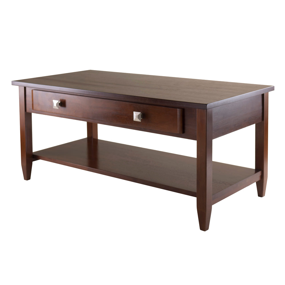 Winsome Wood Richmond Coffee Table In Warm Walnut Finish – Stylish Compact Design With Drawer & Shelf Storage Walnut Solid ,Composite Wood 94140-winsome-wood