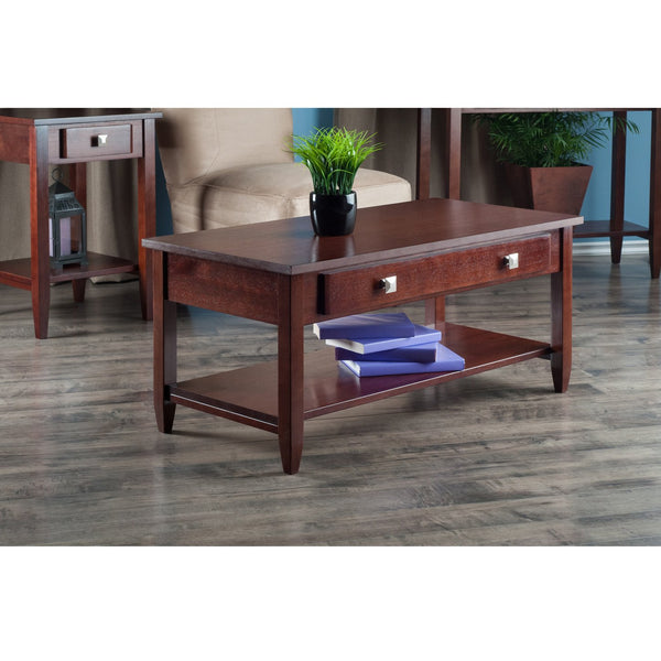 Winsome Wood Richmond Coffee Table In Warm Walnut Finish – Stylish Compact Design With Drawer & Shelf Storage Walnut Solid ,Composite Wood 94140-winsome-wood