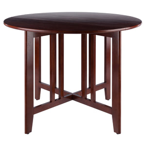 Winsome Wood Alamo Versatile Round Drop Leaf Dining Table In Rich Walnut - Perfect For Small Spaces & Crafts Walnut Solid Wood 94142-winsome-wood
